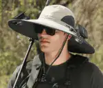 Wide Brim Solar Fan Outdoor Fishing Hat-Solar & USB Charging - Image 2