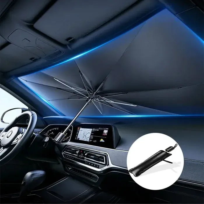 Car Windshield Sun Shade in Use