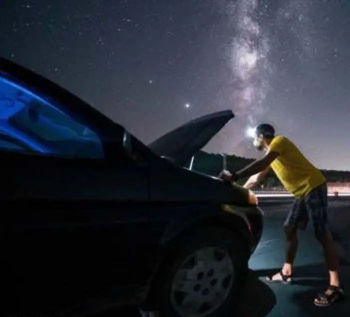 Car repair with headlamp