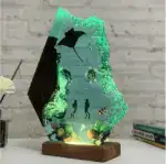 Underwater Diver and Manta Ray Resin Night Light