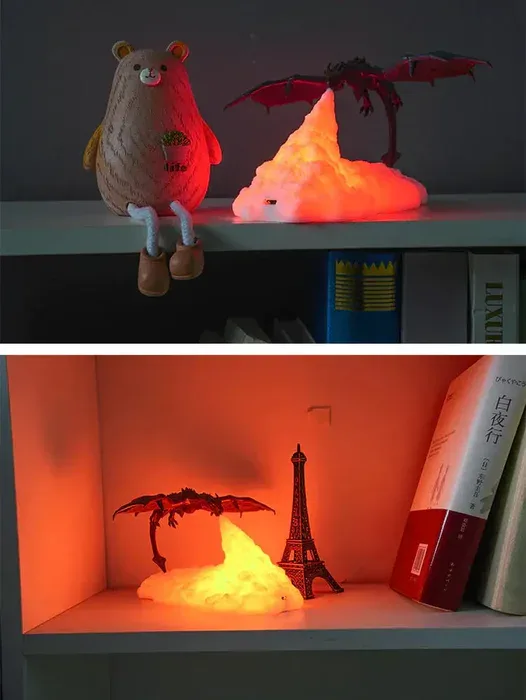 Dragon lamp on table